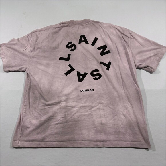ALLSAINTS London Pink Tie Dye Tierra Oversized Crew Logo T-Shirt Tee Mens Sz XL - Picture 8 of 12